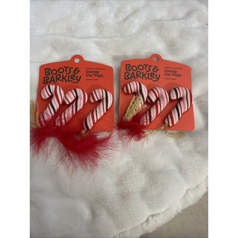 Boots & Barkley Chase & Pounce Catnip Cat Toy Peppermint Candy Cane Set